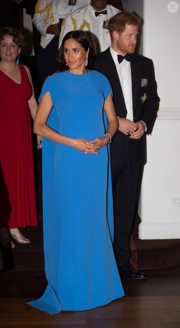 Le prince Harry, duc de Sussex, et Meghan Markle, duchesse de Sussex (enceinte) arrivent au dîner d'Etat donné en leur honneur à Suva, Îles Fidji le 23 octobre 2018. 23 October 2018.
