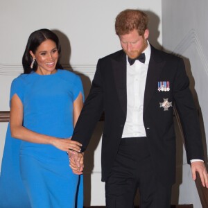 Le prince Harry, duc de Sussex, et Meghan Markle, duchesse de Sussex (enceinte) arrivent au dîner d'Etat donné en leur honneur à Suva, Îles Fidji le 23 octobre 2018. 23 October 2018.