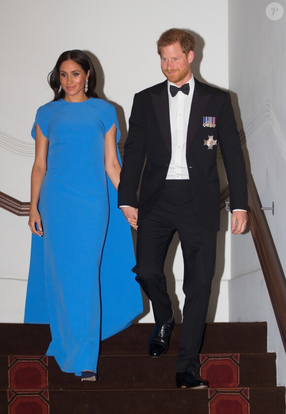 Le prince Harry, duc de Sussex, et Meghan Markle, duchesse de Sussex (enceinte) arrivent au dîner d'Etat donné en leur honneur à Suva, Îles Fidji le 23 octobre 2018. 23 October 2018.