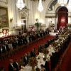 Les souverains néerlandais assistent à un banquet d'Etat au palais de Buckingham de Londres, lors de leur visite d'État au Royaume-Uni, le 23 octobre 2018.