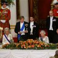 Camilla Parker Bowles, duchesse de Cornouailles, le roi Willem-Alexander des Pays-Bas, la reine Elisabeth II d'Angleterre et le prince Charles, prince de Galles - Les souverains néerlandais assistent à un banquet d'Etat au palais de Buckingham de Londres, lors de leur visite d'État au Royaume-Uni, le 23 octobre 2018.