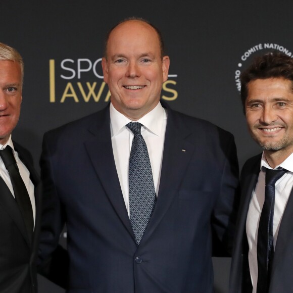 Didier Deschamps, Le prince Albert II de Monaco, Bixente Lizarazu - Soirée des Sportel Awards 2018 au Grimaldi Forum à Monaco le 23 octobre 2018. © Claudia Albuquerque / Bestimage