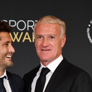 Bixente Lizarazu et Didier Deschamps, sélectionneur et ancien joueur de l'équipe de France de football, durant la soirée des Sportel Awards 2018 au Grimaldi Forum à Monaco le 23 octobre 2018. © Bruno Bebert/Bestimage