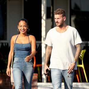 Matt Pokora et sa compagne Christina Milian sont allés déjeuner en amoureux au restaurant Mauro à coté de Fred Segal à West Hollywood. Le 25 octobre 2018.