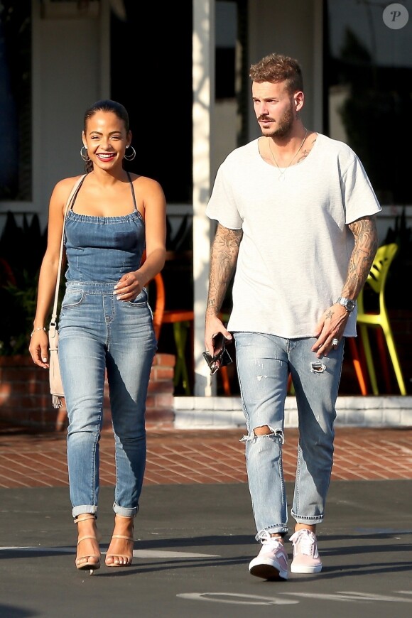 Matt Pokora et sa compagne Christina Milian sont allés déjeuner en amoureux au restaurant Mauro à coté de Fred Segal à West Hollywood. Le 25 octobre 2018.