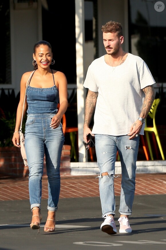 Matt Pokora et sa compagne Christina Milian sont allés déjeuner en amoureux au restaurant Mauro à coté de Fred Segal à West Hollywood. Le 25 octobre 2018.