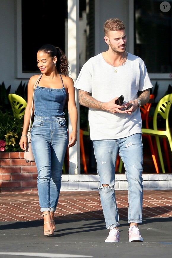Matt Pokora et sa compagne Christina Milian sont allés déjeuner en amoureux au restaurant Mauro à coté de Fred Segal à West Hollywood. Le 25 octobre 2018.