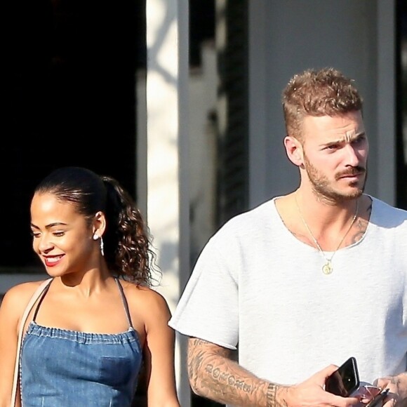 Matt Pokora et sa compagne Christina Milian sont allés déjeuner en amoureux au restaurant Mauro à coté de Fred Segal à West Hollywood. Le 25 octobre 2018.