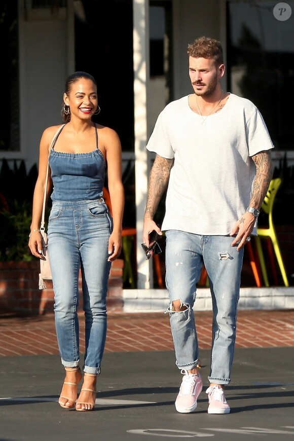 Matt Pokora et sa compagne Christina Milian sont allés déjeuner en amoureux au restaurant Mauro à coté de Fred Segal à West Hollywood. Le 25 octobre 2018.