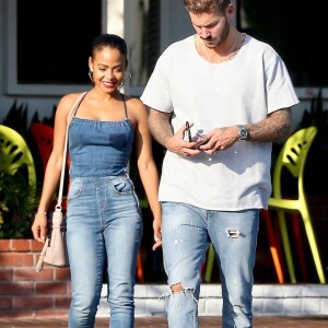 Matt Pokora et sa compagne Christina Milian sont allés déjeuner en amoureux au restaurant Mauro à coté de Fred Segal à West Hollywood. Le 25 octobre 2018.