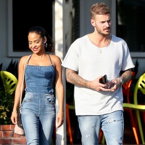 Matt Pokora et sa compagne Christina Milian sont allés déjeuner en amoureux au restaurant Mauro à coté de Fred Segal à West Hollywood. Le 25 octobre 2018.