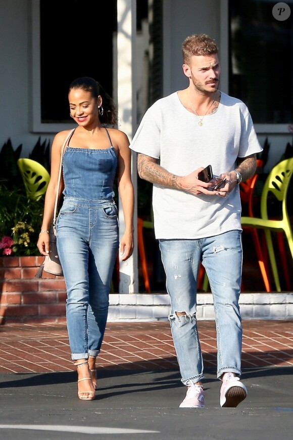 Matt Pokora et sa compagne Christina Milian sont allés déjeuner en amoureux au restaurant Mauro à coté de Fred Segal à West Hollywood. Le 25 octobre 2018.
