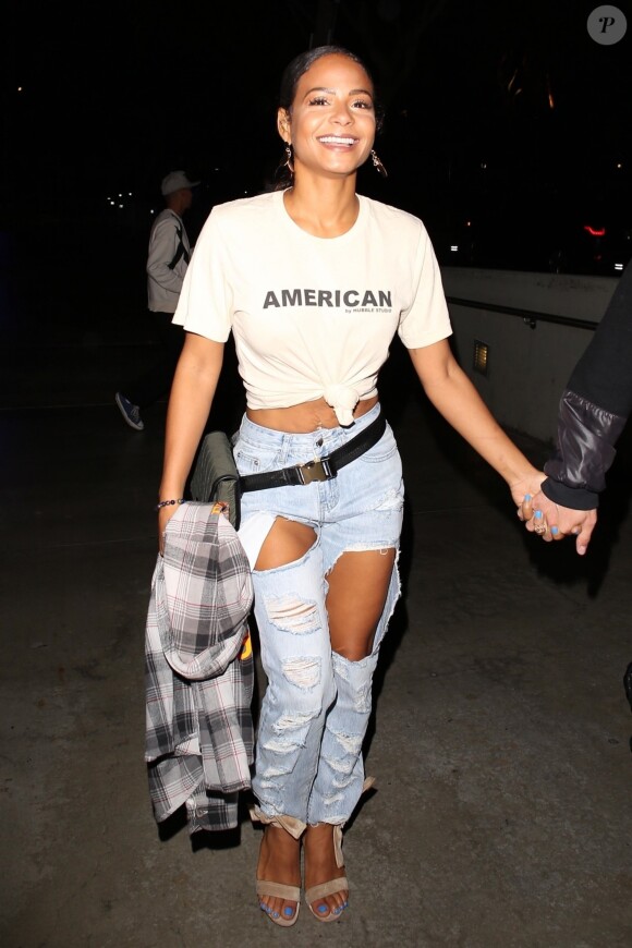Christina Milian et son compagnon Matt Pokora (M. Pokora) à leur arrivée au concert de Drake et Migos à Los Angeles. Le 14 octobre 2018.