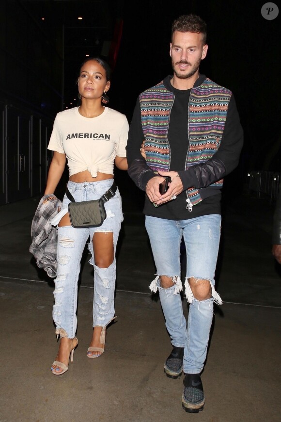 Christina Milian et son compagnon Matt Pokora (M. Pokora) à leur arrivée au concert de Drake et Migos à Los Angeles. Le 14 octobre 2018.
