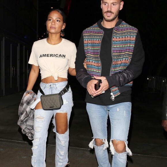 Christina Milian et son compagnon Matt Pokora (M. Pokora) à leur arrivée au concert de Drake et Migos à Los Angeles. Le 14 octobre 2018.