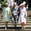 Doria Ragland, le prince Charles et Camilla Parker Bowles au mariage du prince Harry et de Meghan Markle à Windsor le 19 mai 2018.