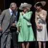 Le prince Charles, la duchesse Camilla et la duchesse Meghan (Meghan Markle) le 22 mai 2018 lors d'une des fameuses garden parties de Buckingham Palace, à Londres.