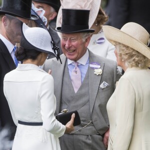 Meghan Markle, duchesse de Sussex, le prince Charles et Camilla Parker Bowles, duchesse de Cornouailles, lors du Royal Ascot 2018 à l'hippodrome d'Ascot dans le Berkshire le 19 juin 2018