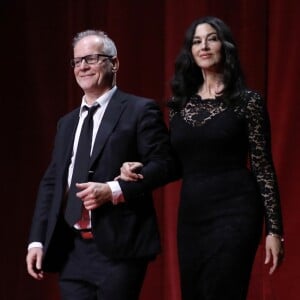 Thiérry Frémaux ( directeur de l'Institut Lumière de Lyon) et Monica Bellucci - Cérémonie d'Ouverture de la 10e édition du Festival Lumière à Lyon le 13 octobre 2018 © Dominique Jacovides / Bestimage