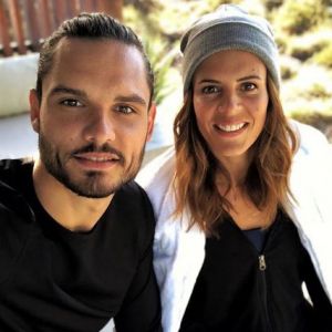 Laure et Florent Manaudou lors d'un shooting pour Dim le 29 octobre 2018.