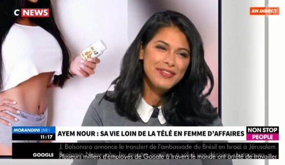 Ayem Nour invitée sur CNews, 2 novembre 2018