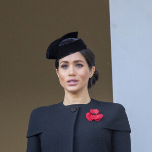 Meghan Markle, duchesse de Sussex lors de la cérémonie du centenaire de l'armistice du 11 novembre 1918 au palais de Whitehall à Londres, Royaume Uni, le 11 novembre 2018.