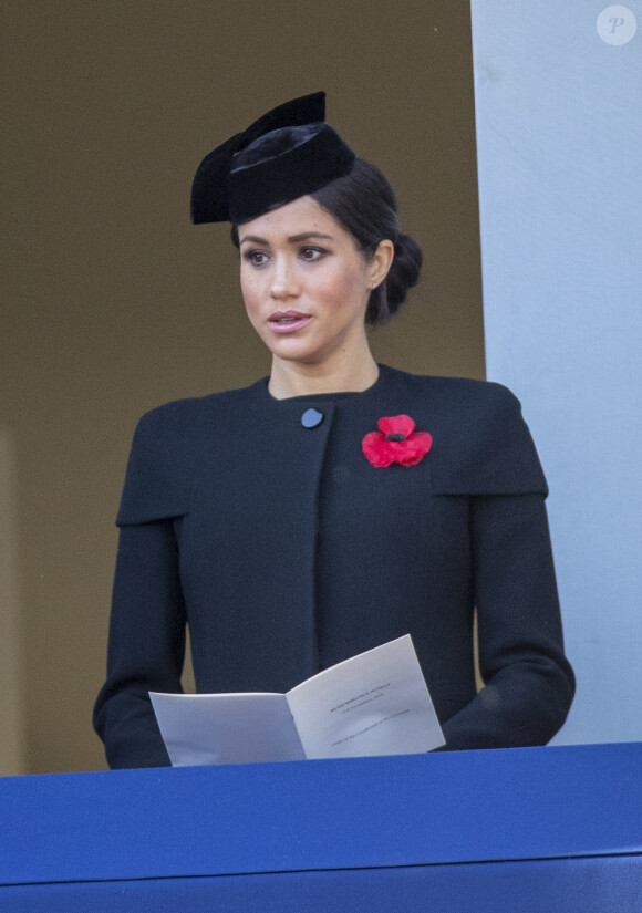 Meghan Markle, duchesse de Sussex lors de la cérémonie du centenaire de l'armistice du 11 novembre 1918 au palais de Whitehall à Londres, Royaume Uni, le 11 novembre 2018.