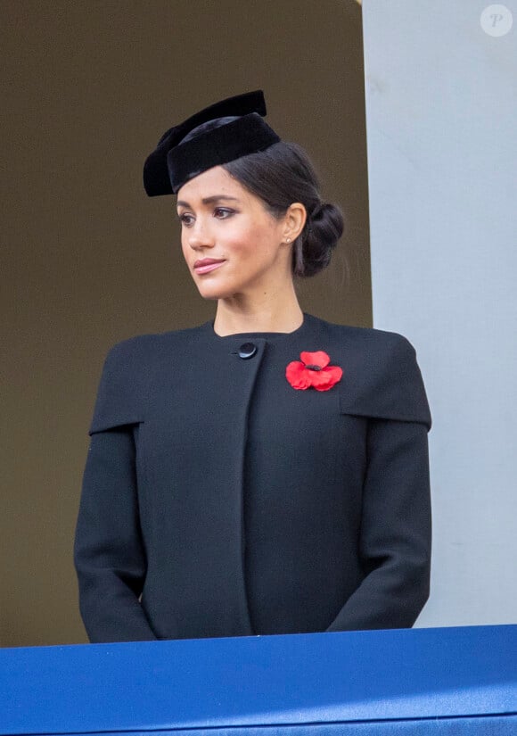 Meghan Markle, duchesse de Sussex lors de la cérémonie du centenaire de l'armistice du 11 novembre 1918 au palais de Whitehall à Londres, Royaume Uni, le 11 novembre 2018.