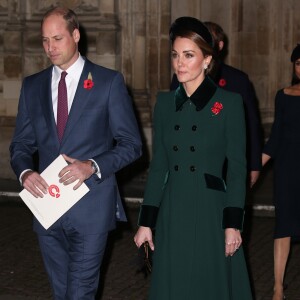 Kate Catherine Middleton, duchesse de Cambridge et le prince William, duc de Cambridge - La famille royale d'Angleterre à son arrivée à l'abbaye de Westminster pour un service commémoratif pour le centenaire de la fin de la Première Guerre Mondiale à Londres. Le 11 novembre 2018