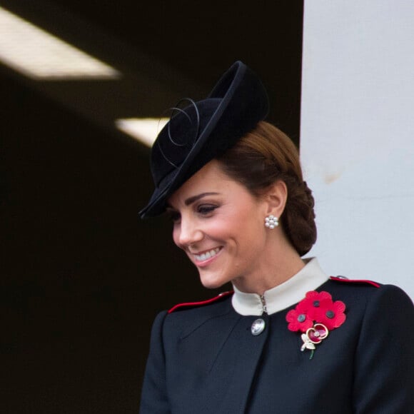 Catherine (Kate) Middleton, duchesse de Cambridge lors de la cérémonie du centenaire de l'armistice du 11 novembre 1918 au palais de Whitehall à Londres, Royaume Uni, le 11 novembre 2018.