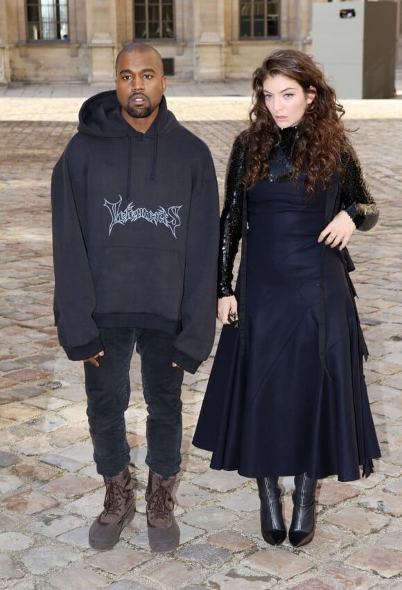 Kanye West et la chanteuse Lorde (habillée en Dior) à Paris. Le 6 mars 2015.