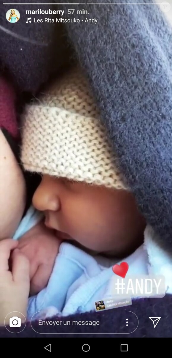 Marilou Berry présente son petit garçon Andy, le 14 novembre 2018 (capture d'écran)