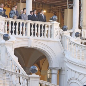 La famille princière monégasque au palais princier de Monaco le 19 novembre 2018 lors de la prise d'armes dans le cadre des célébrations de la fête Nationale monégasque. © Dominique Jacovides/PRM/Bestimage