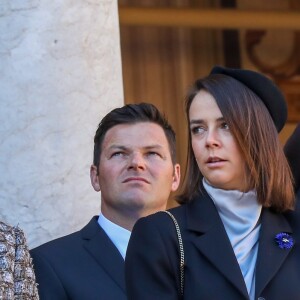 La princesse Alexandra de Hanovre, Pauline Ducruet, Louis Ducruet, Roisin Galvin et son mari Gareth Wittstock au palais princier de Monaco le 19 novembre 2018 lors de la prise d'armes dans le cadre des célébrations de la fête Nationale monégasque. © Dominique Jacovides/PRM/Bestimage