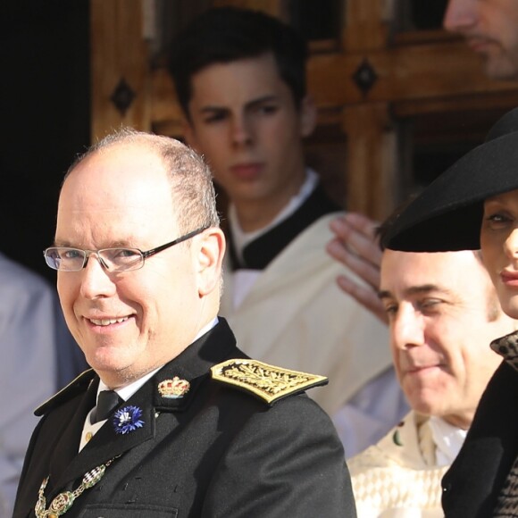 Le prince Albert II et la princesse Charlene de Monaco arrivant à la cathédrale Notre-Dame-Immaculée de Monaco lors de la Fête nationale monégasque le 19 novembre 2018. © Dominique Jacovides/Bestimage