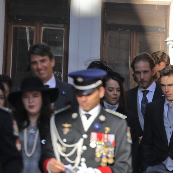 Pauline Ducruet et Louis Ducruet, la princesse Alexandra de Hanovre, Andrea Casiraghi et Tatiana Santo Domingo, Pierre Casiraghi et Beatrice Borromeo la cathédrale Notre-Dame-Immaculée de Monaco lors de la Fête nationale monégasque le 19 novembre 2018. © Dominique Jacovides/Bestimage