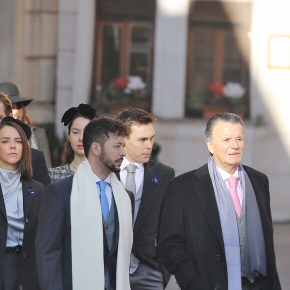 Pauline Ducruet et Louis Ducruet, la princesse Alexandra de Hanovre, Andrea Casiraghi et Tatiana Santo Domingo, Pierre Casiraghi et Beatrice Borromeo la cathédrale Notre-Dame-Immaculée de Monaco lors de la Fête nationale monégasque le 19 novembre 2018. © Dominique Jacovides/Bestimage