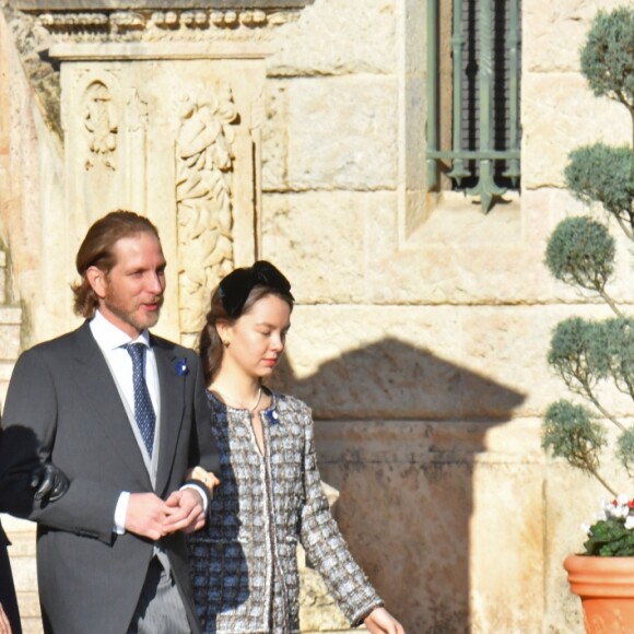 Pauline Ducruet et Louis Ducruet, la princesse Alexandra de Hanovre, Andrea Casiraghi et Tatiana Santo Domingo, Pierre Casiraghi et Beatrice Borromeo la cathédrale Notre-Dame-Immaculée de Monaco lors de la Fête nationale monégasque le 19 novembre 2018. © Dominique Jacovides/Bestimage