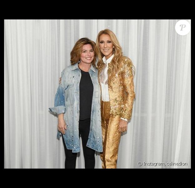Céline Dion et Shania Twain, dans les loges du Colosseum, à Las Vegas, le 17 novembre 2018