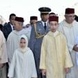  La princesse Lalla Khadija et le prince héritier Moulay El Hassan du Maroc, enfants du roi Mohammed VI du Maroc, lors d'une marche le 22 janvier 2016 à Sala Al Jadida près de Rabat. 