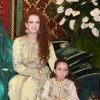 La princesse Lalla Salma du Maroc et sa fille la princesse Lalla Khadija lors du mariage du prince Moulay Rachid et d'Oum Keltoum le 13 novembre 2014 au palais royal à Rabat.