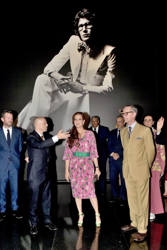 La princesse Lalla Salma du Maroc et Madison Cox, veuf de Pierre Bergé, à Marrakech le 14 octobre 2017 pour l'inauguration du musée Yves Saint Laurent (mYSLm).