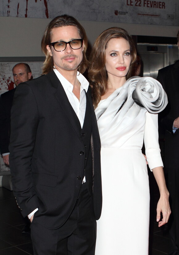 Brad Pitt et Angelina Jolie à l'avant-première du film "Au pays du sang et du miel" à Paris le 16 février 2012