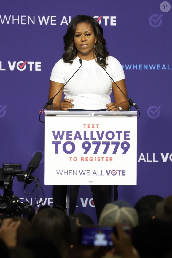 Michelle Obama en conférence de presse pour présenter son livre à Las Vegas le 23 septembre 2018