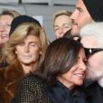 Anne Hidalgo (maire de Paris) et Karl Lagerfeld lors de l'illumination des Champs-Elysées à l'ocassion des Fêtes de Noël. Paris, le 22 novembre 2018. © Guirec Coadic/Bestimage