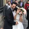 Exclusif - Mariage de Sandra de Matteis (en robe Dior) et Tomer Sisley à la Mairie du 8ème arrondissement de Paris, en présence de leurs enfants respectifs, Levin, Liv et Dino, de leurs familles et de leurs amis. Le 25 novembre 2017