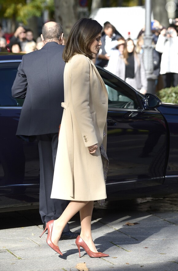 La reine Letizia d'Espagne lors de l'inauguration, avec le roi Felipe VI, du bicentenaire du Musée du Prado à Madrid le 19 novembre 2018.