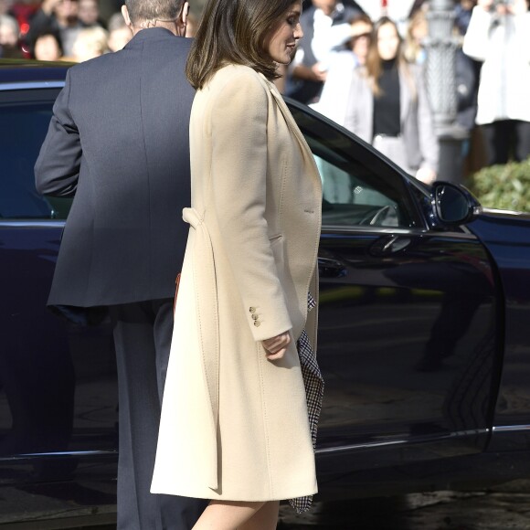 La reine Letizia d'Espagne lors de l'inauguration, avec le roi Felipe VI, du bicentenaire du Musée du Prado à Madrid le 19 novembre 2018.