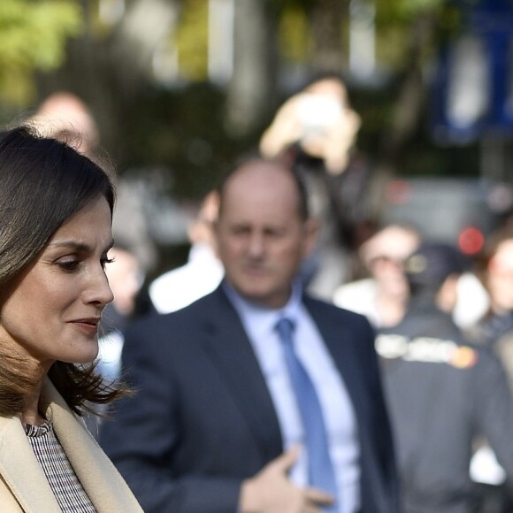 La reine Letizia d'Espagne lors de l'inauguration, avec le roi Felipe VI, du bicentenaire du Musée du Prado à Madrid le 19 novembre 2018.