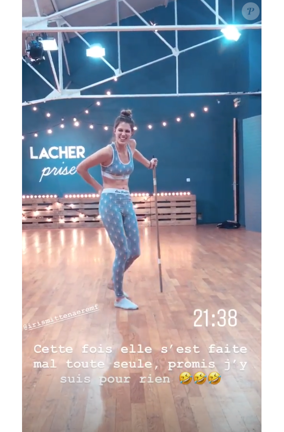 Mercredi 28 novembre 2018, Iris Mittenaere pas tout à fait remise de sa blessure au dos, à quelques jours de la grande finale de "Danse avec les stars 9" (TF1).